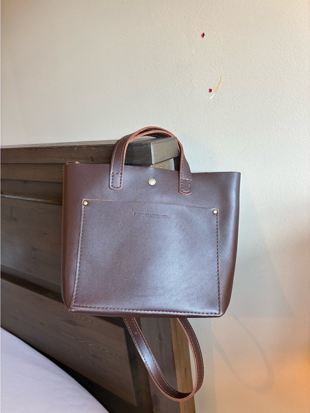 Brand new Portland Leather goods mini crossbody body tote bag in chocolate brown
